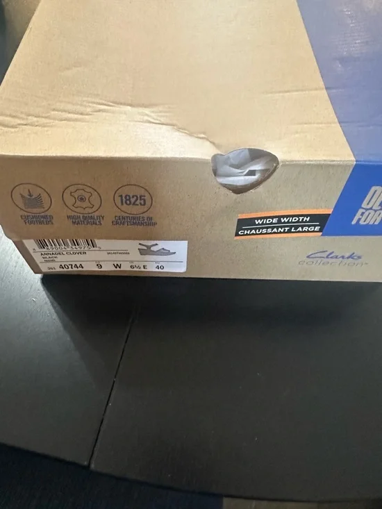 Clarks Black Leather Cork Wedge Sandal - Picture 10 of 14